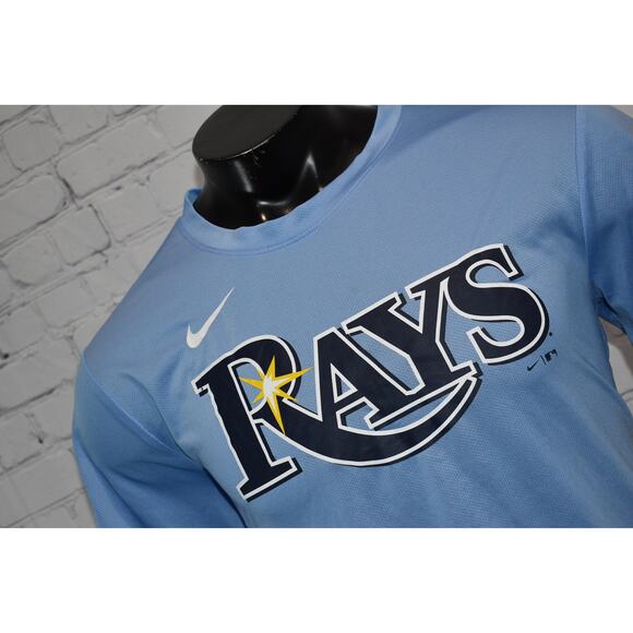 Nike Mens Size Large Tampa Bay Rays Baseball MLB Shirt Blue Dri-Fit Polyester - Picture 3 of 6